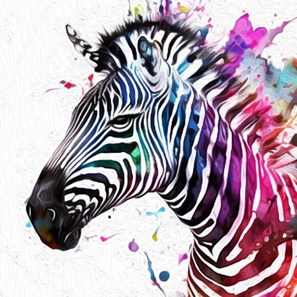 NobleCaptures Other - 8x8 Zebra Fantasy Wall Art‎ Watercolor Oil Painting Print